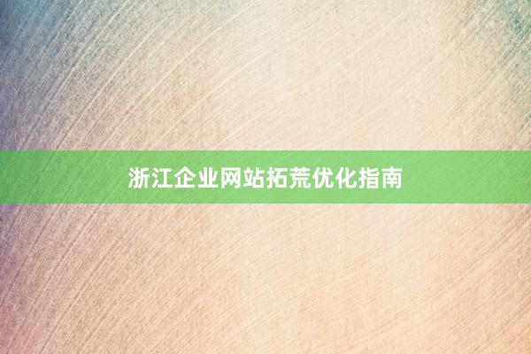 浙江企业网站拓荒优化指南