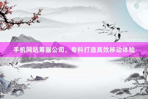 手机网站筹画公司，专科打造高效移动体验